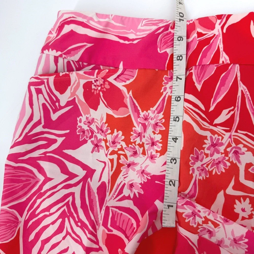 IBKUL Women's Pascha Pink Floral Stretch UPF 50+ Ankle Pants Golf Sz 8